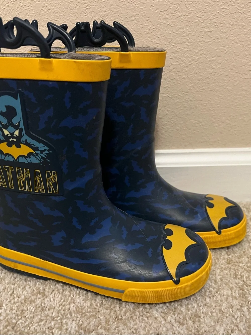 Western Chief Kids' Blue and Yellow Batman Rain Boots